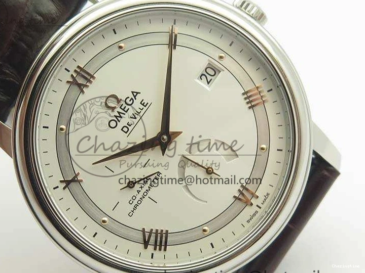 0107 De Ville Prestige Real Power Reserve SS TW 1:1 Best Edition White Dial RG Markers On Leather Strap A Thermal 8089